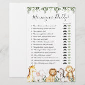 Safari Dieren Baby shower Mama of Daddy Game (Voorkant / Achterkant)