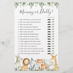 Safari Dieren Baby shower Mama of Daddy Game