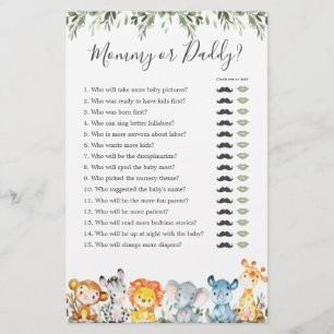 Safari Dieren Baby Shower Mamma of Papa Spel
