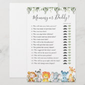 Safari Dieren Baby Shower Mamma of Papa Spel (Voorkant / Achterkant)