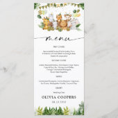 Safari Dieren Baby Shower Menu (Voorkant)