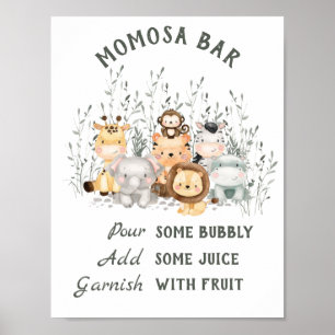 Safari Dieren Baby shower Momosa Bar Poster