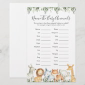 Safari Dieren Baby shower Noem de Baby Dieren (Voorkant / Achterkant)