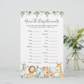 Safari Dieren Baby shower Noem de Baby Dieren (Staand voorkant)