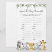 Safari Dieren Baby shower Noem de Baby Dieren (Voorkant / Achterkant)