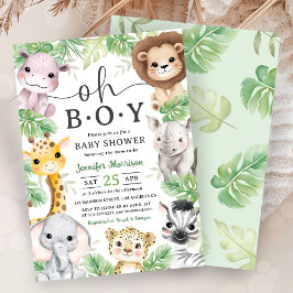 Safari Dieren Baby Shower Oh Jongen Tropisch Jungl Kaart
