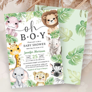 Safari Dieren Baby Shower Oh Jongen Tropisch Jungl Kaart