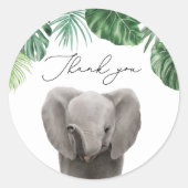 Safari Dieren Baby shower Olifant Ronde Sticker (Voorkant)