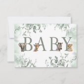 Safari-dieren baby shower-omsluitingskaarten RSVP kaartje (Achterkant)