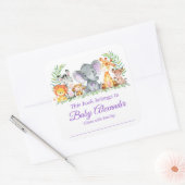 Safari Dieren Baby shower Paarse Bookplate Labels (Envelop)