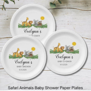 Safari Dieren Baby Shower Papieren Bordje