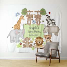 Safari Dieren Baby shower Party Achtergrond Sign Wandkleed