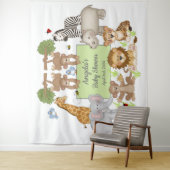 Safari Dieren Baby shower Party Achtergrond Sign Wandkleed (In situ)