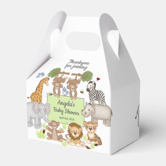 Safari Dieren Baby shower Party Bedankdoosjes (Achterkant)