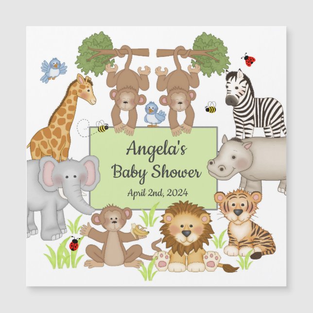 Safari Dieren Baby shower Party Herinnering (Voorkant)