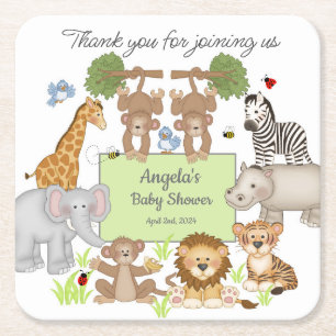 Safari Dieren Baby shower Party Kartonnen Onderzetters