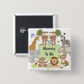 Safari Dieren Baby shower Party Mama To Be Vierkante Button 5,1 Cm (Voorkant /achterkant)