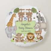 Safari Dieren Baby shower Party Rond Kussen (Achterkant)