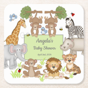 Safari Dieren Baby shower Party Servies Kartonnen Onderzetters