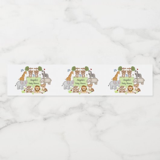 Safari Dieren Baby shower Party Waterfles Etiket (Enkel label)