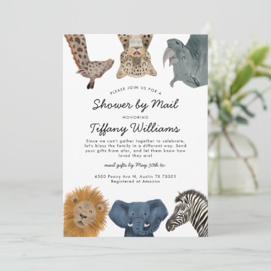 Safari Dieren Baby shower per post Kaart (Staand voorkant)
