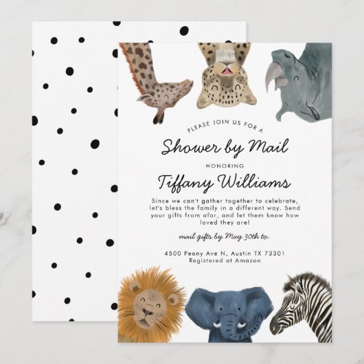 Safari Dieren Baby shower per post Kaart (Voorkant / Achterkant)