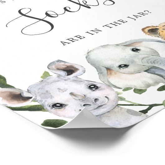 Safari Dieren Baby shower raden hoeveel potjes Poster (Hoek)