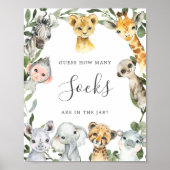 Safari Dieren Baby shower raden hoeveel potjes Poster (Voorkant)