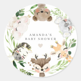 Safari Dieren Baby Shower  Ronde Sticker