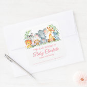 Safari Dieren Baby shower Roze Boekplaat Labels (Envelop)