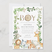 Safari Dieren Baby Shower Uitnodiging (Voorkant)