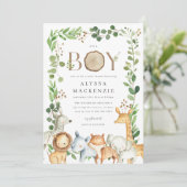 Safari Dieren Baby Shower Uitnodiging (Staand voorkant)