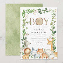 Safari Dieren Baby Shower Uitnodiging