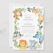 Safari Dieren Baby Shower Uitnodiging (Voorkant)