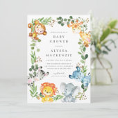 Safari Dieren Baby Shower Uitnodiging (Staand voorkant)