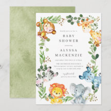 Safari Dieren Baby Shower Uitnodiging