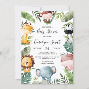 safari dieren baby shower uitnodiging