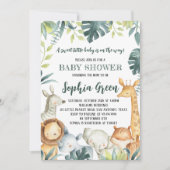 Safari Dieren Baby Shower Uitnodiging (Voorkant)
