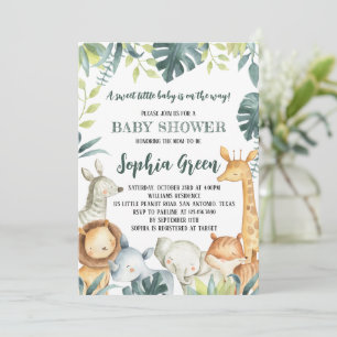 Safari Dieren Baby Shower Uitnodiging