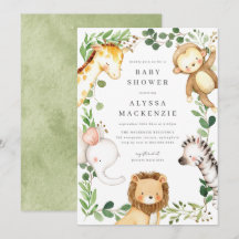 Safari Dieren Baby Shower Uitnodiging
