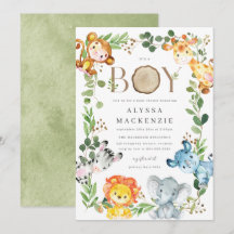 Safari Dieren Baby Shower Uitnodiging