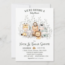 Safari Dieren Baby Shower Uitnodiging