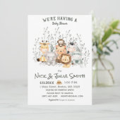 Safari Dieren Baby Shower Uitnodiging (Staand voorkant)