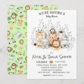 Safari Dieren Baby Shower Uitnodiging (Voorkant / Achterkant)