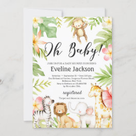 Safari Dieren Baby shower Uitnodiging Groen