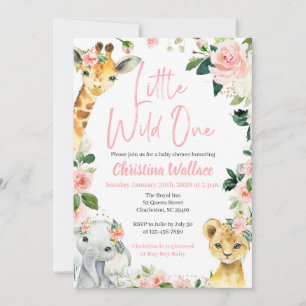 Safari Dieren Baby Shower Uitnodigingen voor Meisj