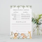 Safari Dieren Baby shower Voorspellingen en Advies (Staand voorkant)