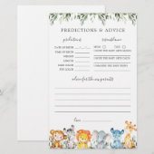 Safari Dieren Baby shower Voorspellingen en Advies (Voorkant / Achterkant)