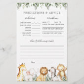 Safari Dieren Baby shower Voorspellingen en Advies (Voorkant)