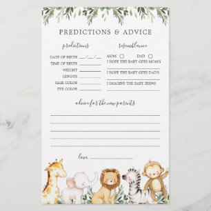 Safari Dieren Baby shower Voorspellingen en Advies